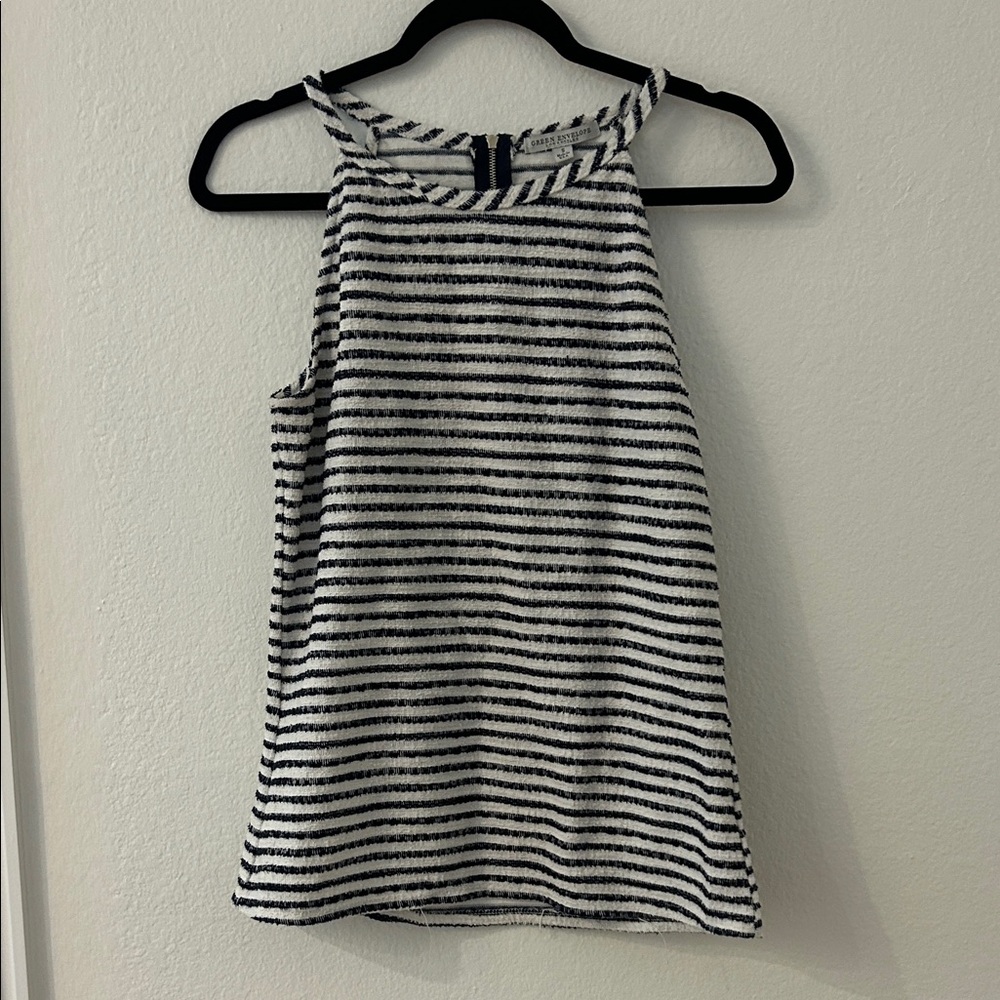 Green Envelope Monochrome Striped Halter Tank Top